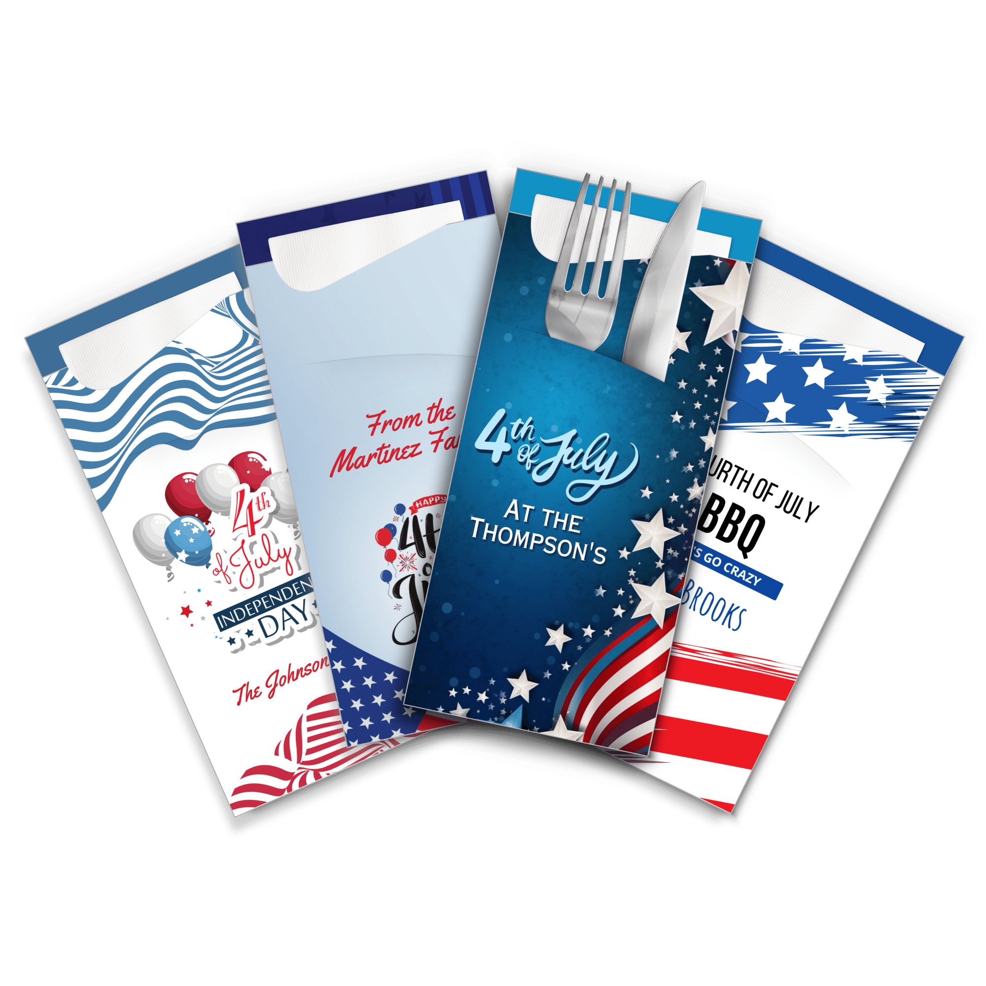 Personalized Cutlery Holders For July 4th Party With Napkins Silverset personalized-cutlery-holders-for-july-4th-party-with-napkins-silverset